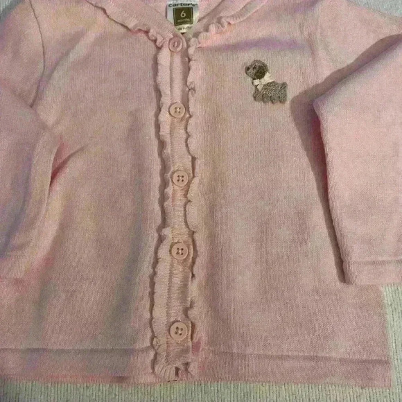 Carter's Pink Cardigan with ruffled button front, w/ Brown pants , 6 months - Picture 10 of 10